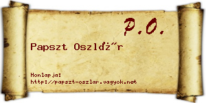Papszt Oszlár névjegykártya